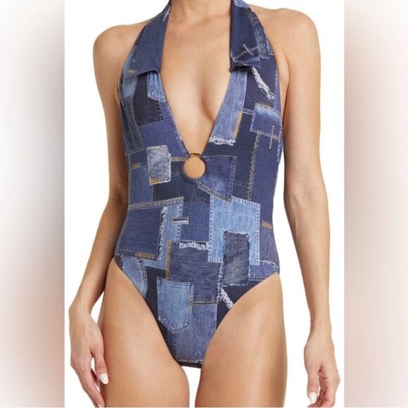 NWT We Wore What WEWOREWHAT Collar
Racerback One-piece swimsuit - Picture 1 of 8